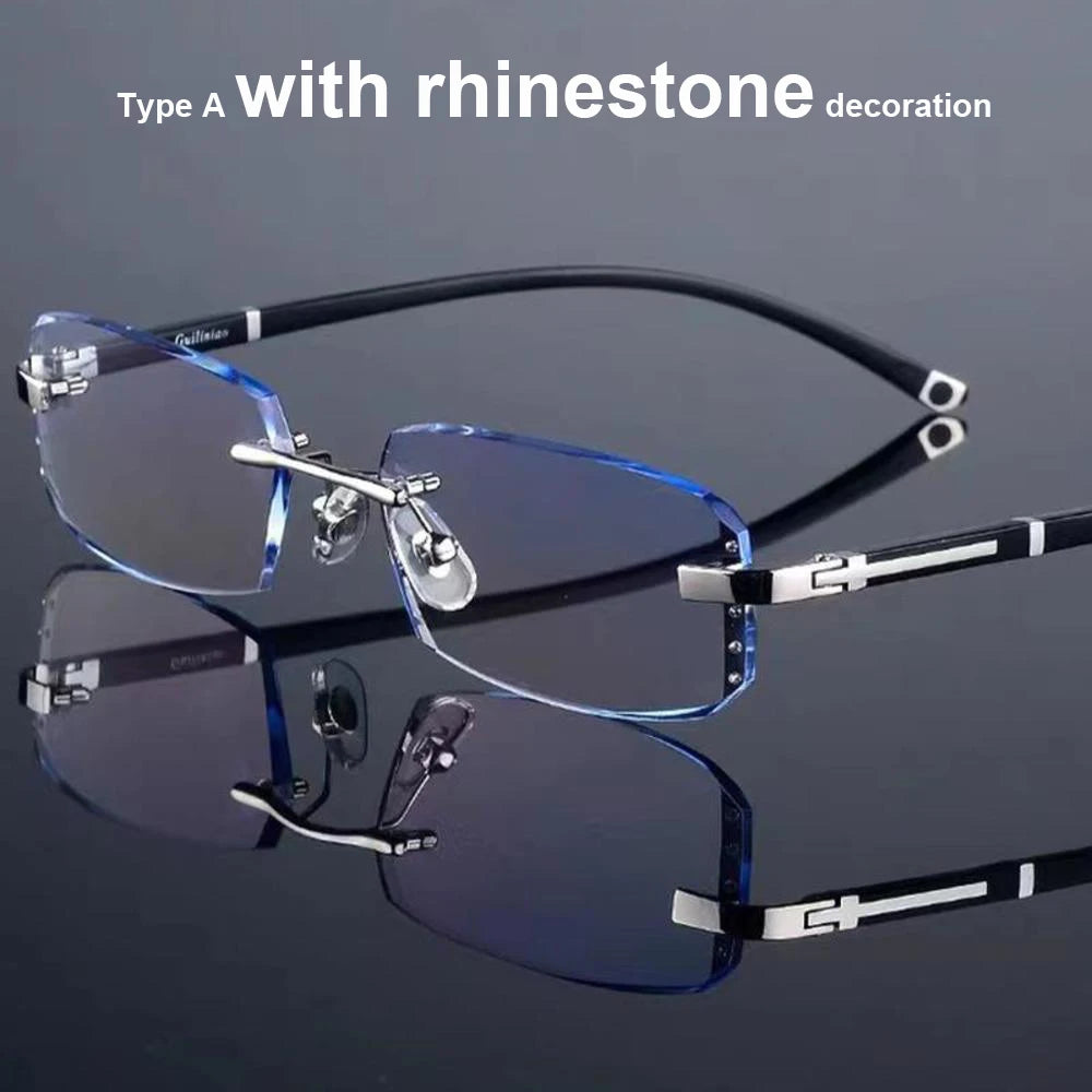 KLASSNUM rimless men's reading glasses, anti-blue light.